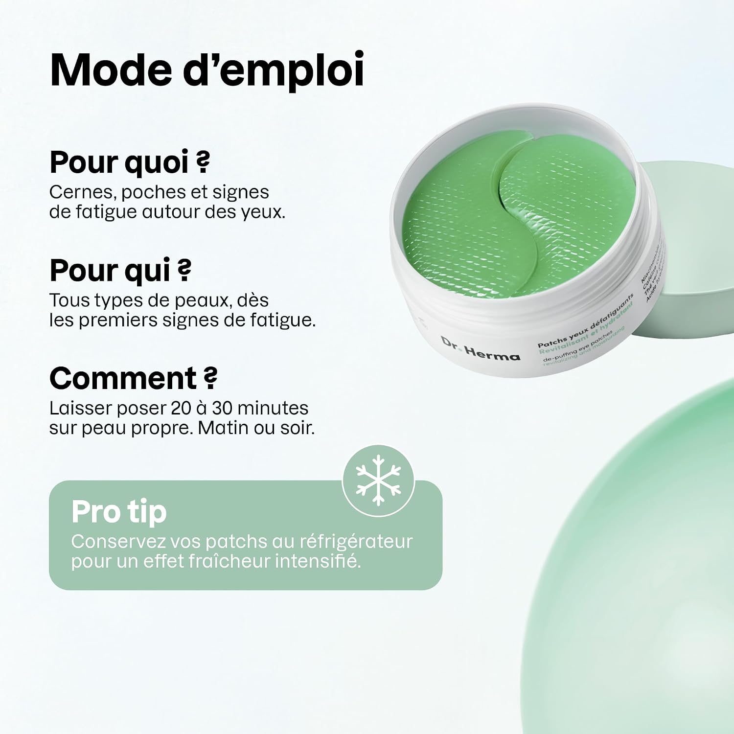 Dr Herma - Hydrogel Eye Patch - Anti Dark Circles & Puffiness Eye Patches - Niacinamide, Caffeine, Hyaluronic Acid and Peptides - Korean Skincare - Box of 60 Moisturizing Eye Patches for Tired Eye - Image 8