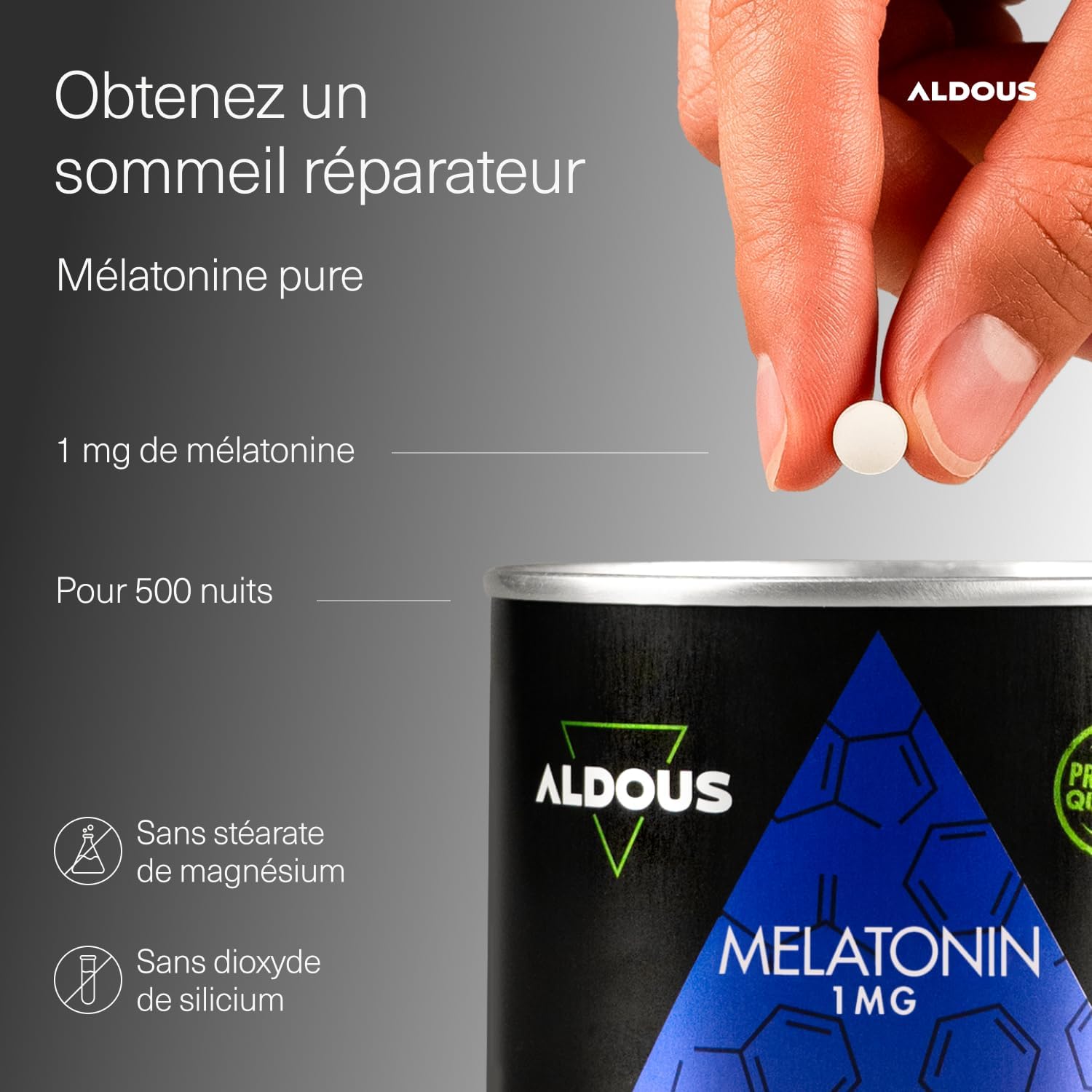 Melatonin 1mg - 500 Nights (+ 16 Months) - Pure Melatonin - For Sleep - Image 3