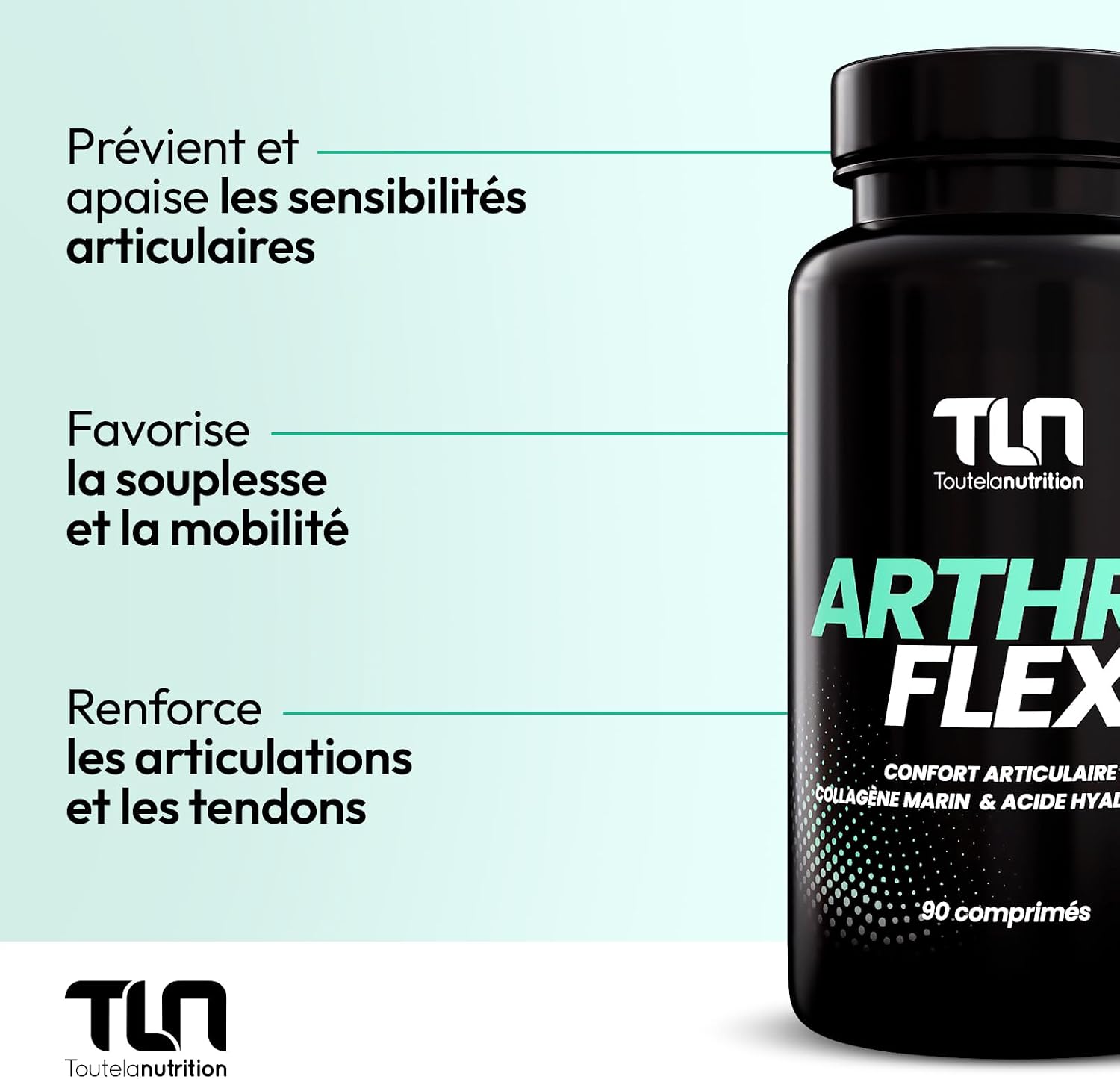 Arthro Flex | Painful Joints | Collagen, Glucosamine, Chondroitin, MSM, Hyaluronic Acid | Flexibility, Flexibility and Mobility | 90 Tablets | TLN - Image 3
