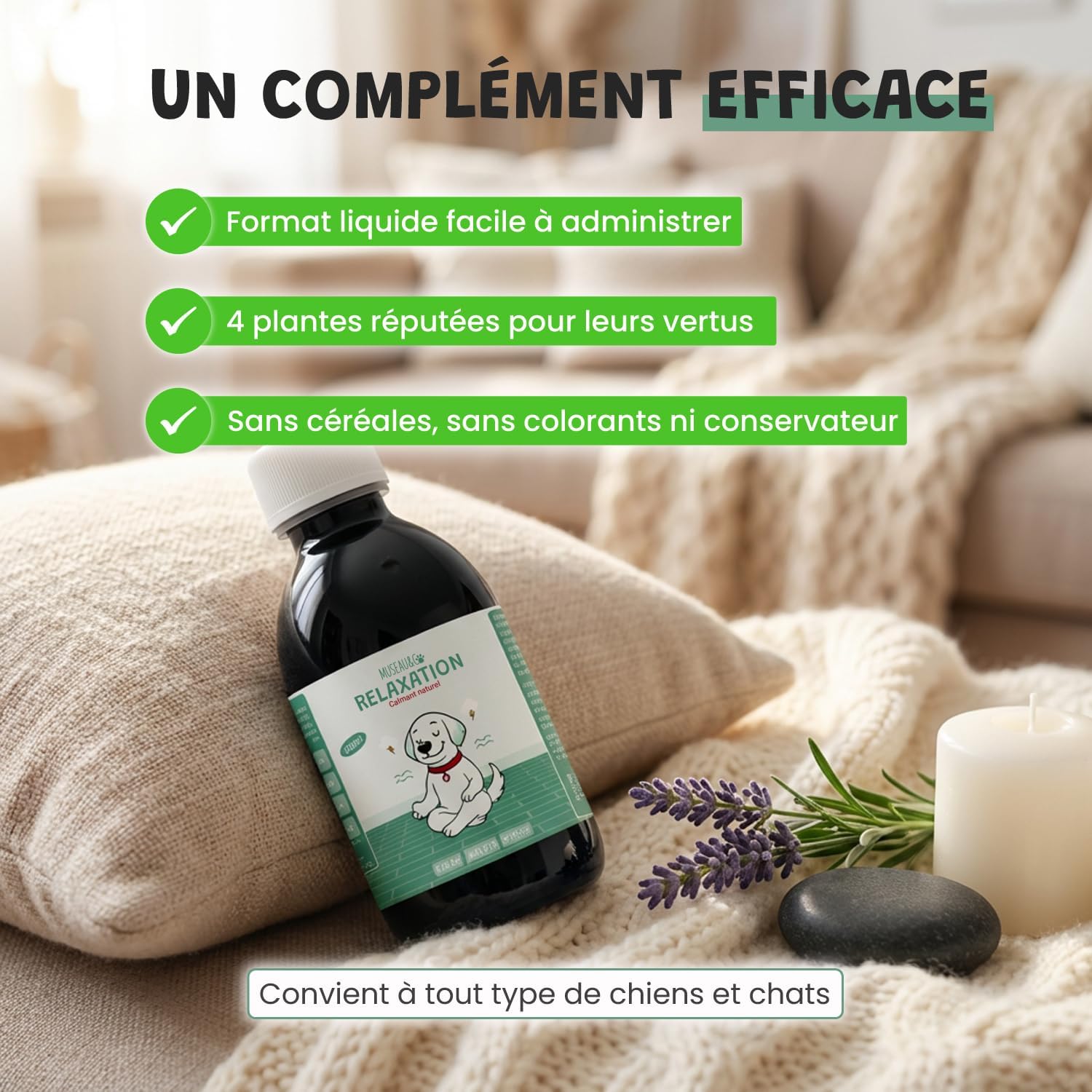 Museau & Co Anti-Stress Dog Cat Supplement - Calming Anxiety & Fireworks Supplement - Valerian Passionflower Griffonia Hops - Liquid Pipette - Formulated by Veterinarians - Made in France - Image 3