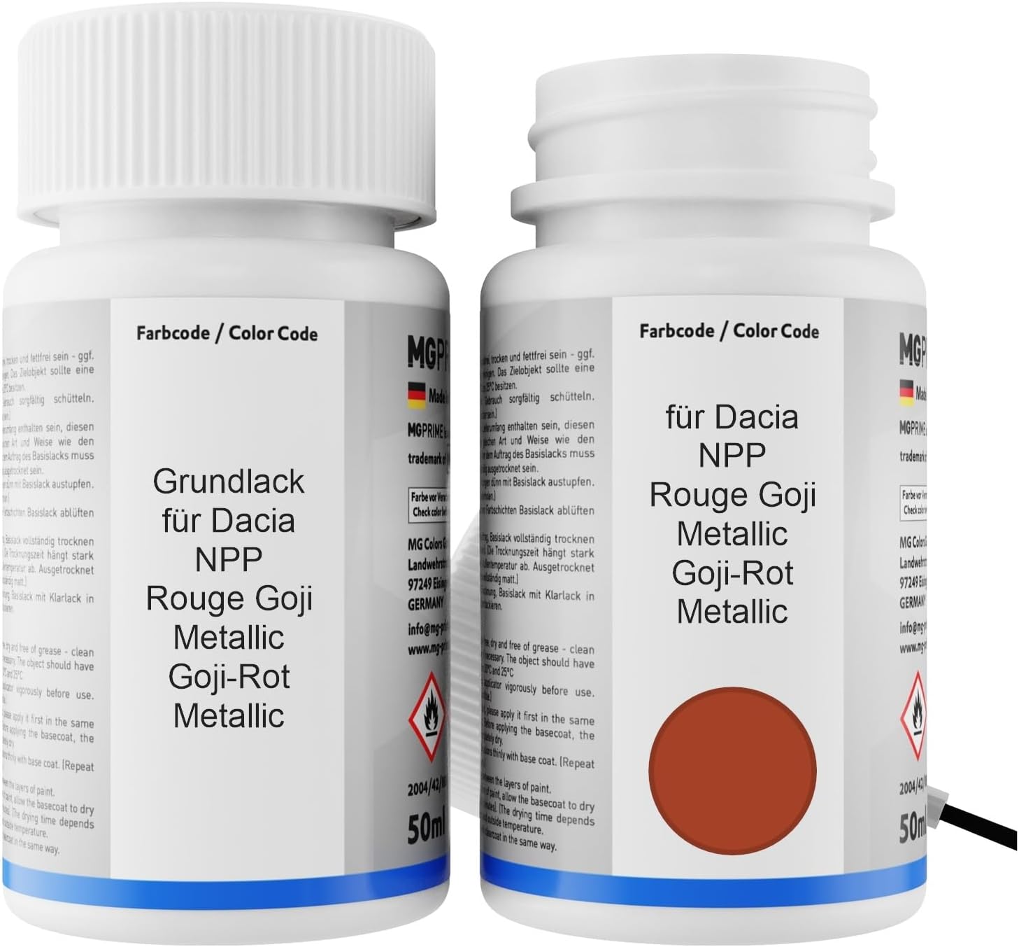 MG PRIME Dacia NPP Goji Red Metallic Goji Metallic Goji Paint Kit for Foundation, Base Coat, Varnish 50 ml per bottle - Image 3