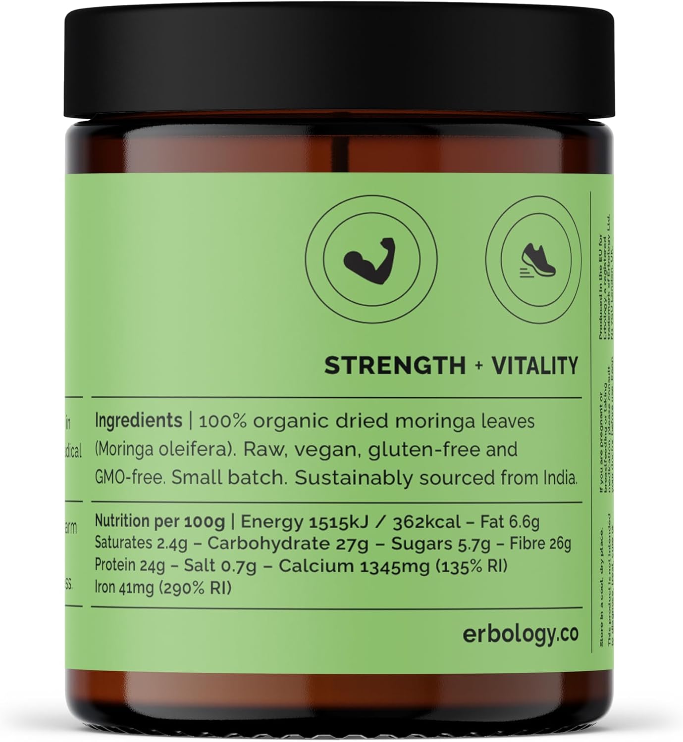 Erbology Organic Moringa Leaf Powder 90g - 45 Servings - Body Cleansing - Immunity Support - Rich in Calcium & Iron - Direct From a Farm in India - Small Batch - Image 6
