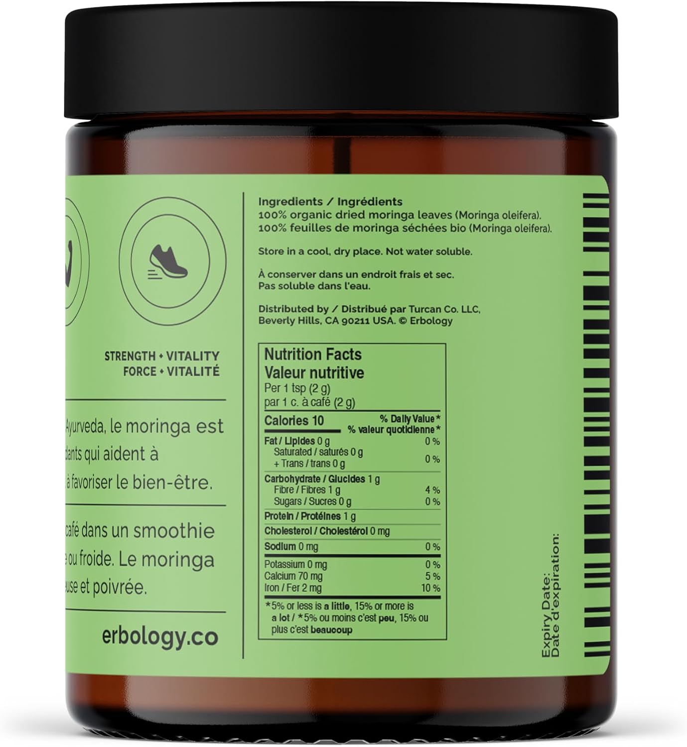 Erbology Organic Moringa Leaf Powder 90g - 45 Servings - Body Cleansing - Immunity Support - Rich in Calcium & Iron - Direct From a Farm in India - Small Batch - Image 8