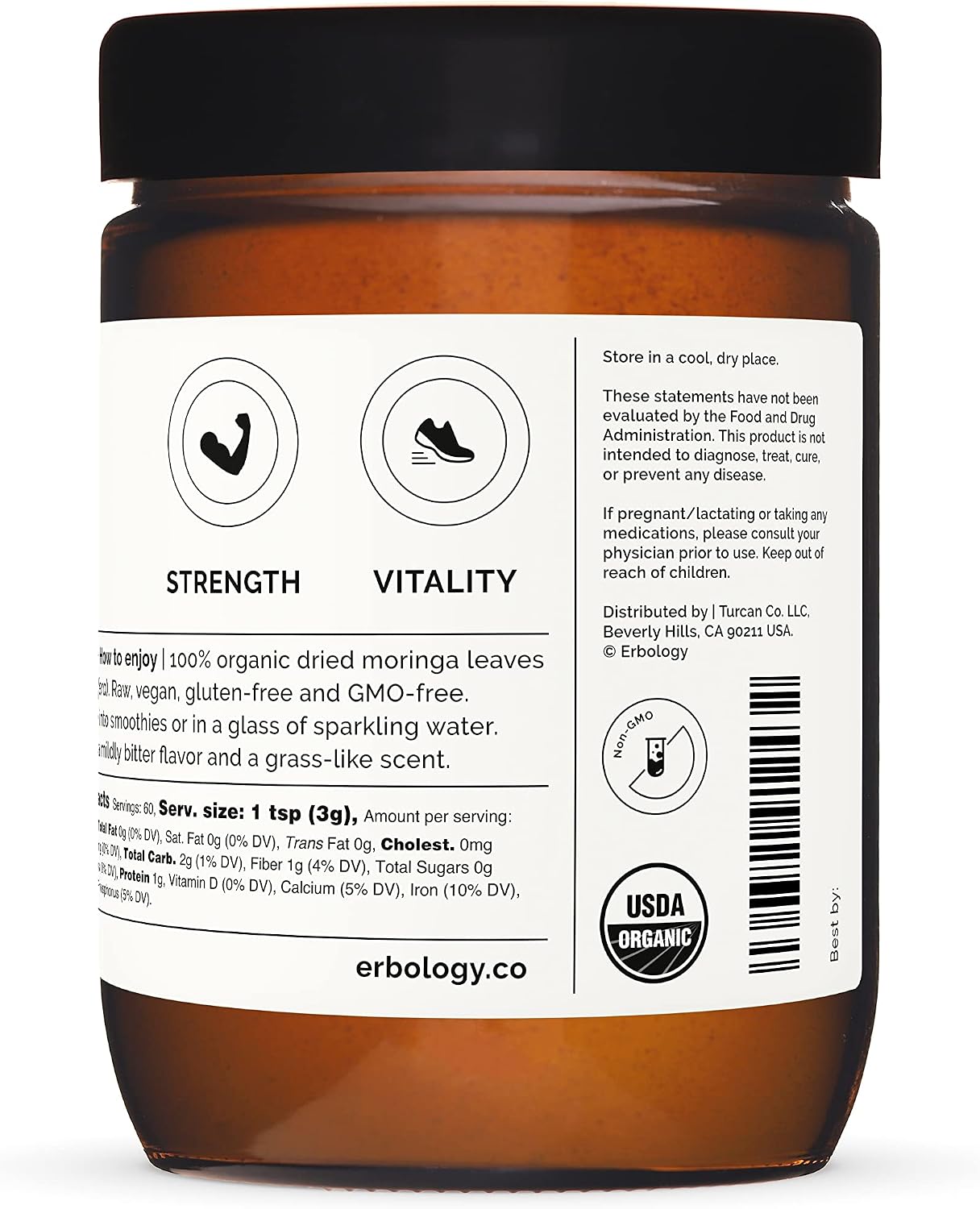 Erbology Organic Moringa Leaf Powder 90g - 45 Servings - Body Cleansing - Immunity Support - Rich in Calcium & Iron - Direct From a Farm in India - Small Batch - Image 9
