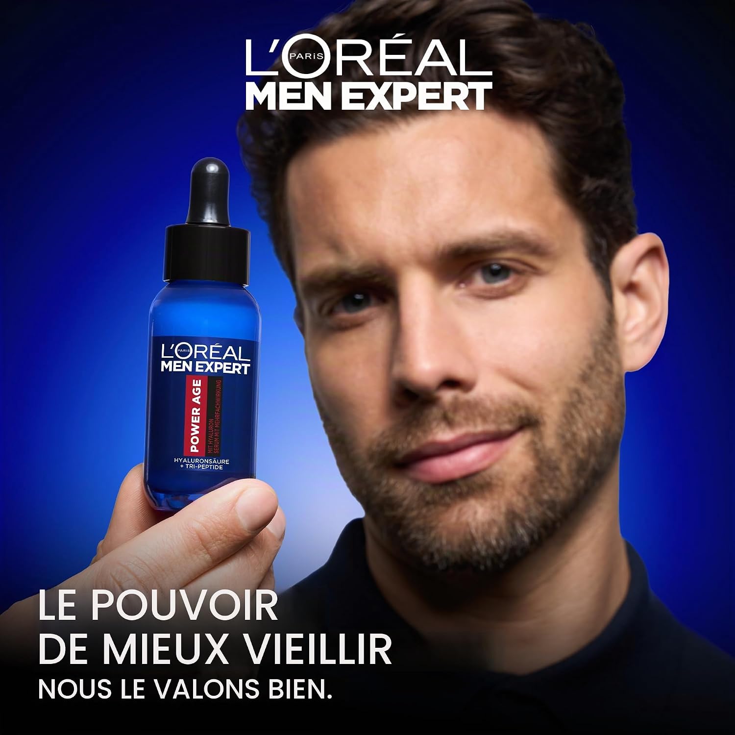 L'Oréal Men Expert Anti-Wrinkle Face Serum for Men, Anti-Aging Moisturizing Care for Tired and Matte Skin, High Dosed Hyaluronic Acid Men's Serum, Power Age 1 x 30 ml - Image 3