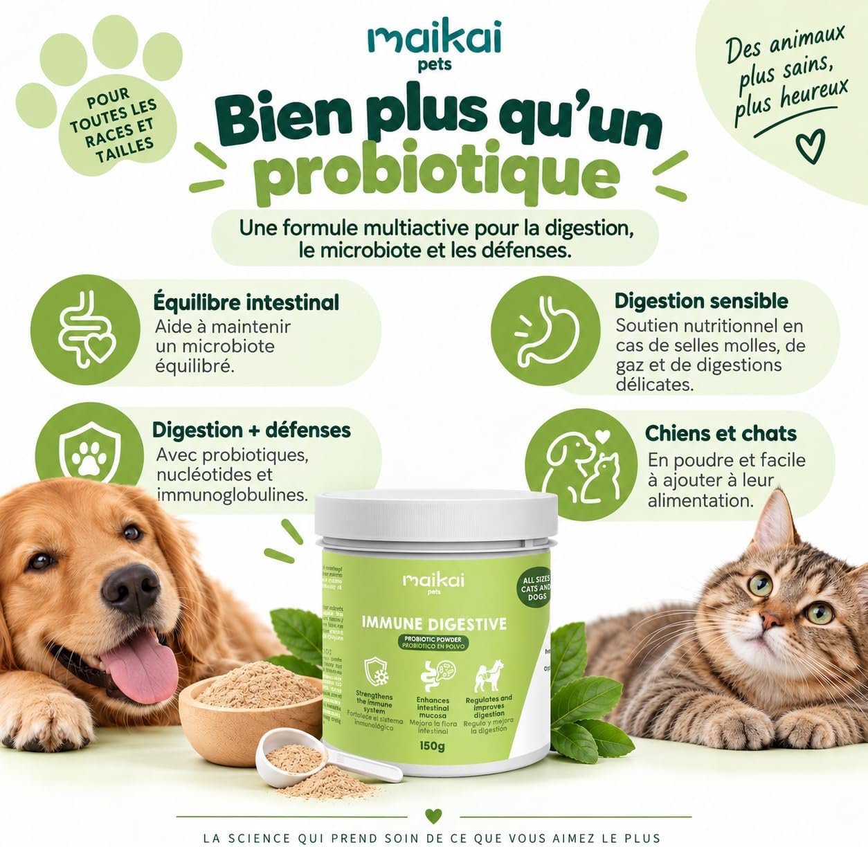 MAIKAI Dog and Cat Probiotic, Intestinal Flora and Digestion, 150 g - Image 6
