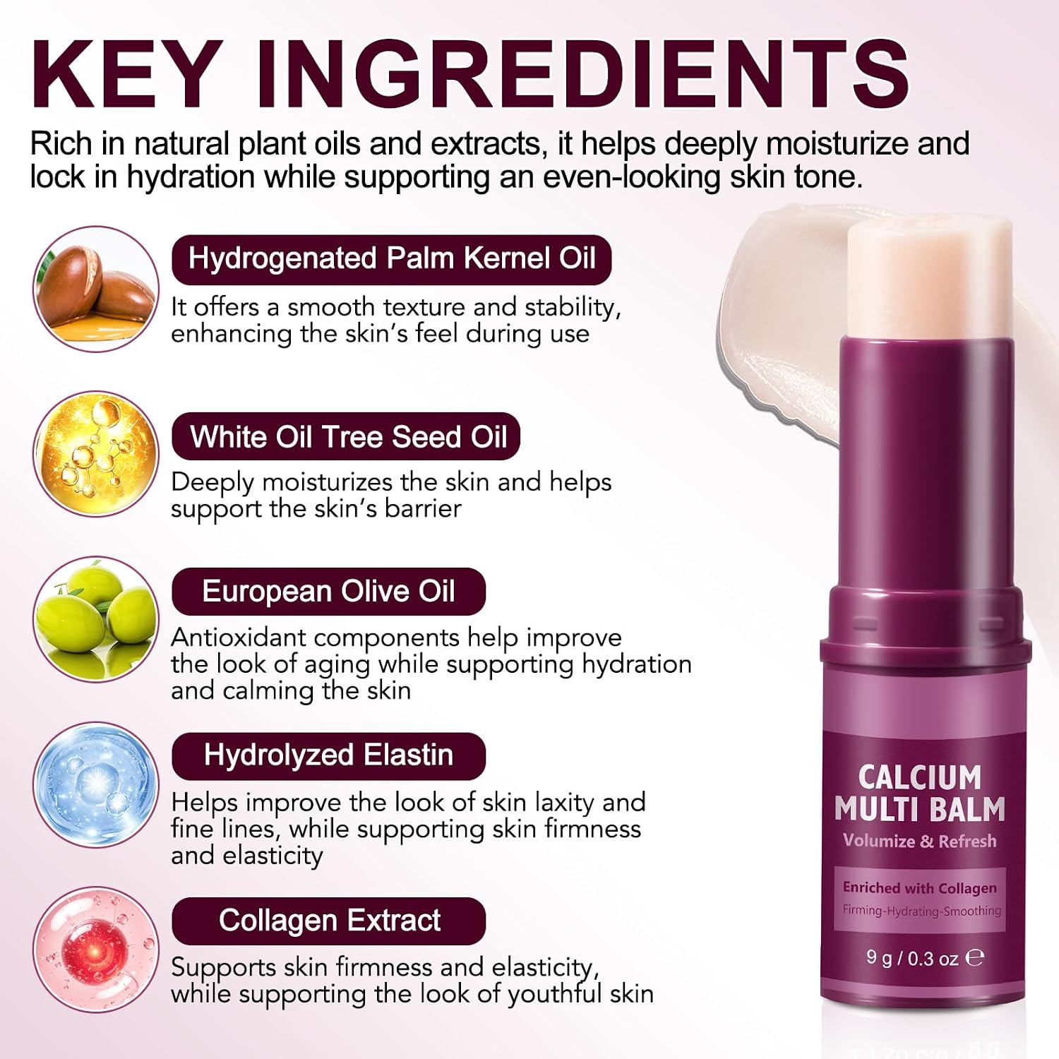 Multi Calcium Balm, Multi Volume Calcium Balm, Enriched with Collagen, Moisturizing Care, Supports Firmness and Elasticity, Brightens and Revitalizes Skin, For Eyes, Neck and - Image 3