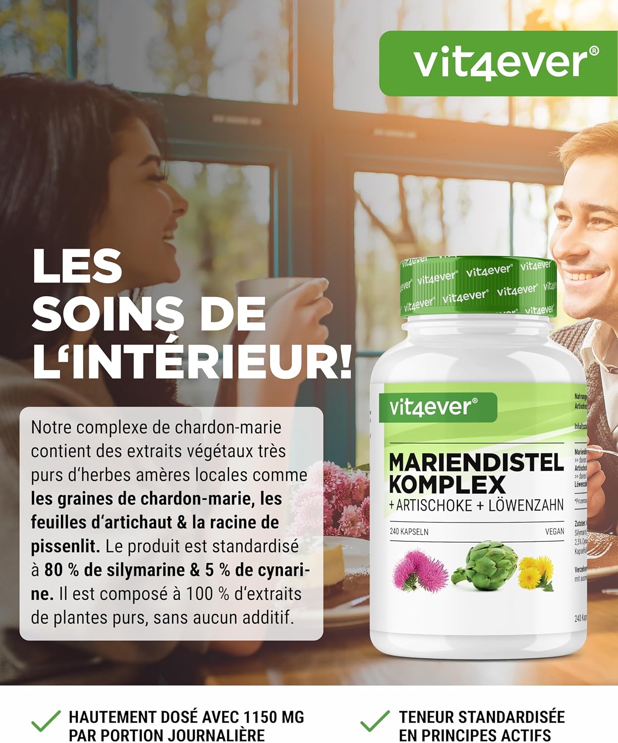vit4ever Milk Thistle, Artichoke and Dandelion Complex – 240 Capsules - Image 3