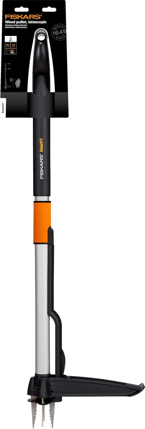 Fiskars 1077306 Telescopic Weeder, Length 1 - 1.2 m, Stainless Steel Arm/Plastic Handle, Black/Orange, Smart-Fit - Image 13