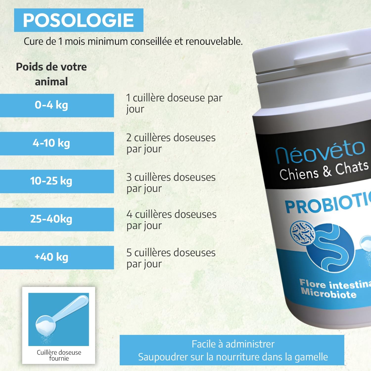 Neoveto Pro Powder and Prebiotics for Dogs and Cats 90 Spoons Approved by French Veterinary Services - Made in France - Easy to Administer - Image 6