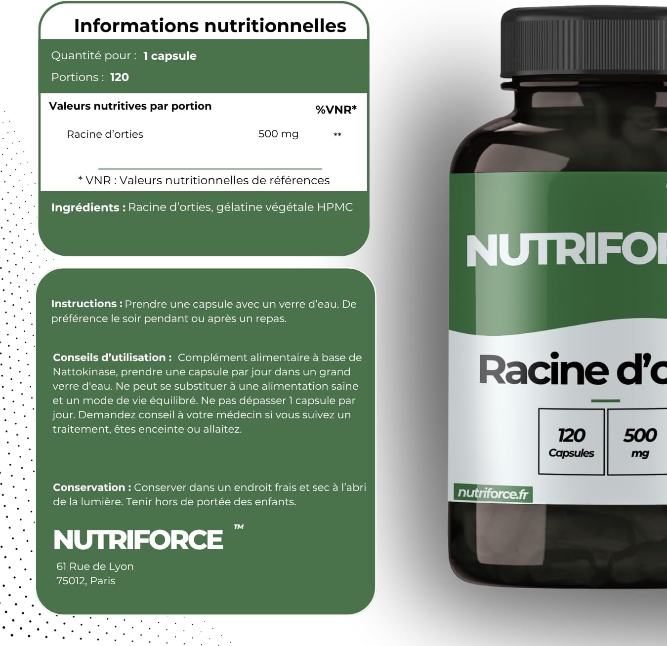 Nettle Root Dietary Supplement – Natural Capsules – Urinary and Prostate Comfort, Drainage, Kidney Elimination and Vitality – Concentrated Spicy Nettle - Image 6