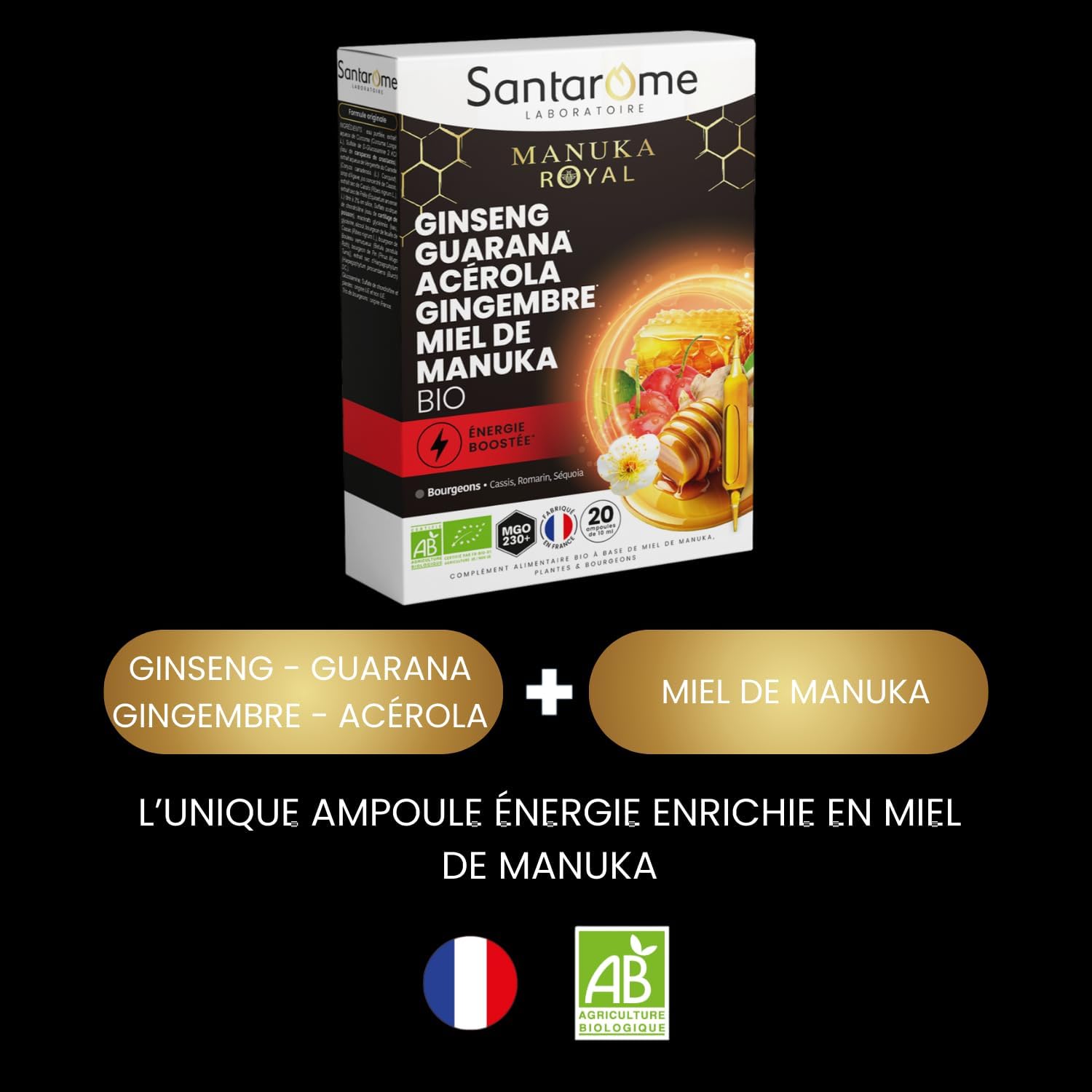 SANTAROME Ginseng Guarana Acerola Ginger & Manuka Organic - 20 Ampoules - Image 9