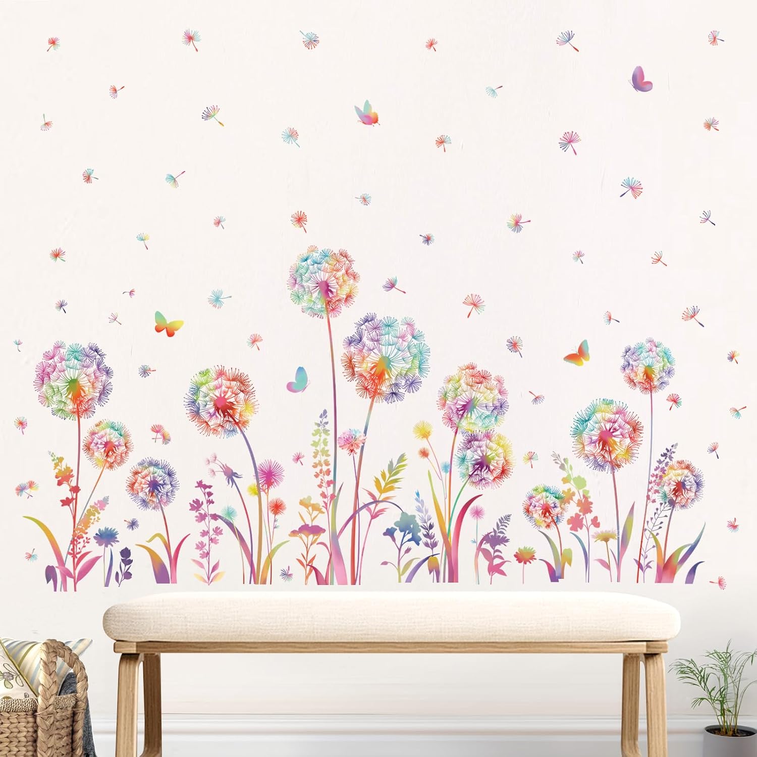 decalmile Dandelion Flowers Wall Stickers Floral Wall Sticker - Image 4