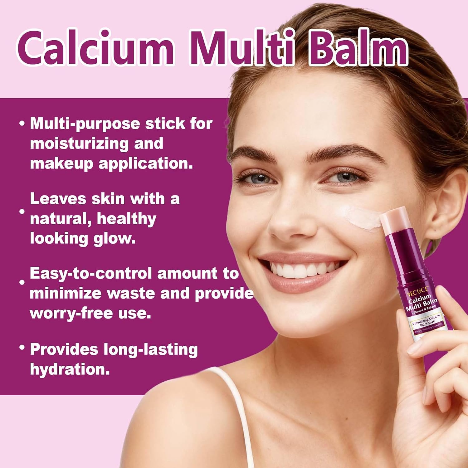 Calcium Multi Balm Stick - Korean All-In-One Care Stick with Collagen Moisturizing, Firming & Anti-Aging for Eyes, Neck & Face - Image 3