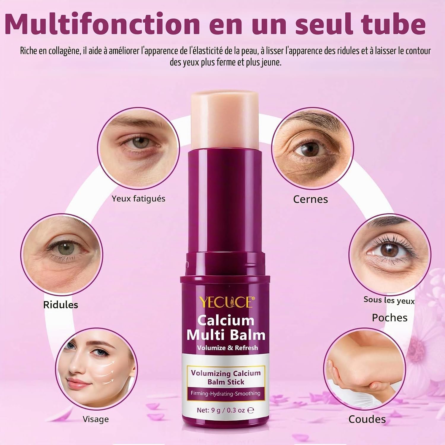 Calcium Multi Balm Stick - Korean All-In-One Care Stick with Collagen Moisturizing, Firming & Anti-Aging for Eyes, Neck & Face - Image 4