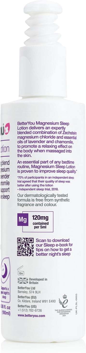 BetterYou Magnesium Sleep Lotion, Magnesium Transdermal Lotion for Better Sleep Infused with Lavender and Chamomile to Promote Sleep, 180ml - Image 8