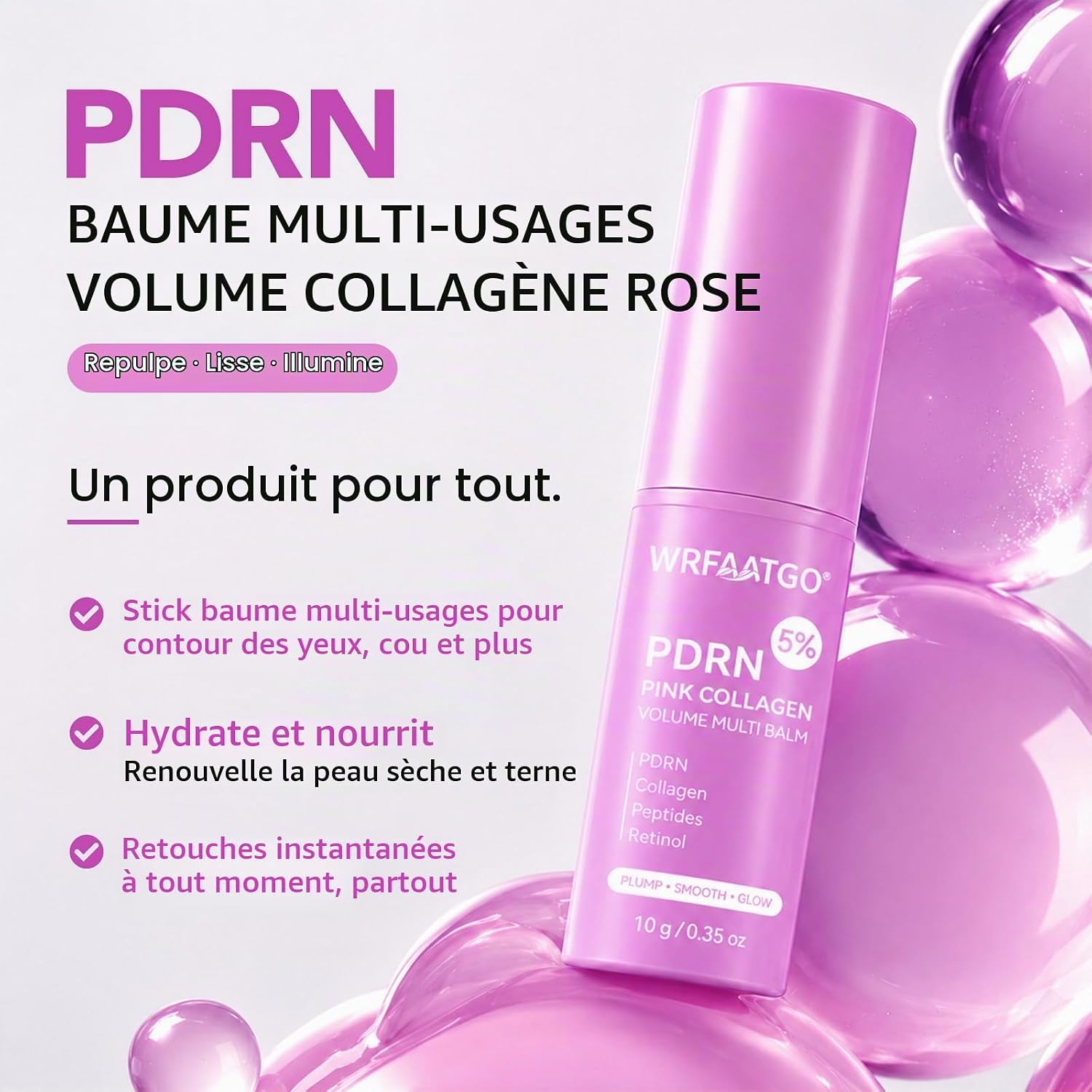 Pdrn Pink Collagen Volume Multi Balm Stick - For Plump, Smooth & Radiant Skin - Helping Look of Fine Lines, Firming Care, For Under-Eyes, Neck - Image 3