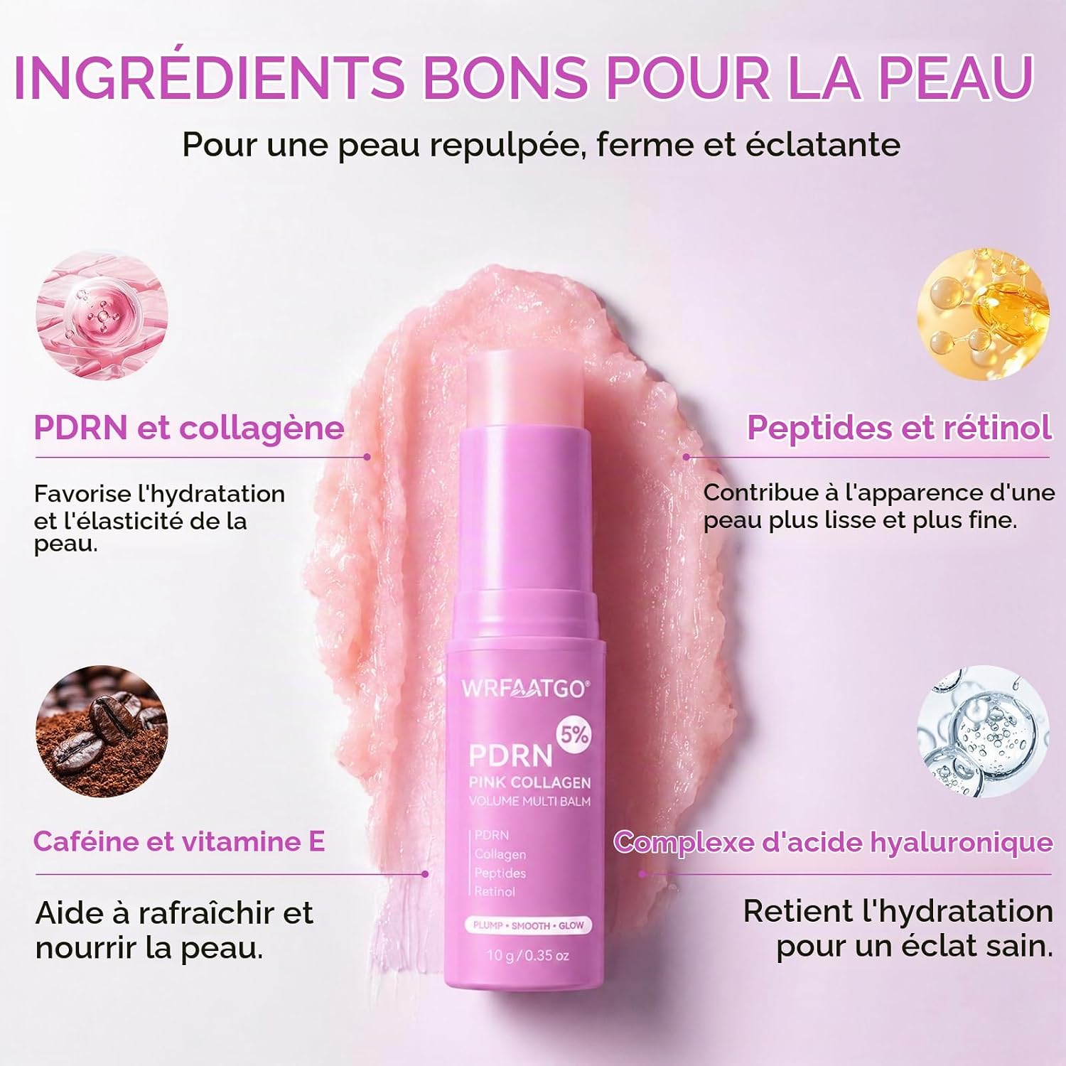 Pdrn Pink Collagen Volume Multi Balm Stick - For Plump, Smooth & Radiant Skin - Helping Look of Fine Lines, Firming Care, For Under-Eyes, Neck - Image 5