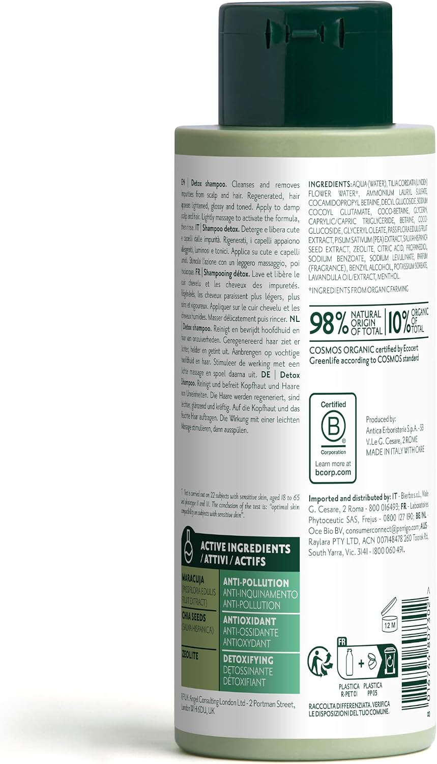Herbatint Detox Shampoo, Detoxifying and Revitalising Shampoo - 260 ml | Cleanses and Releases Scalp and Hair from Impurities | Certified Organic Cosmos Organic, 98% Natural Ingredients, Vegan - Image 4