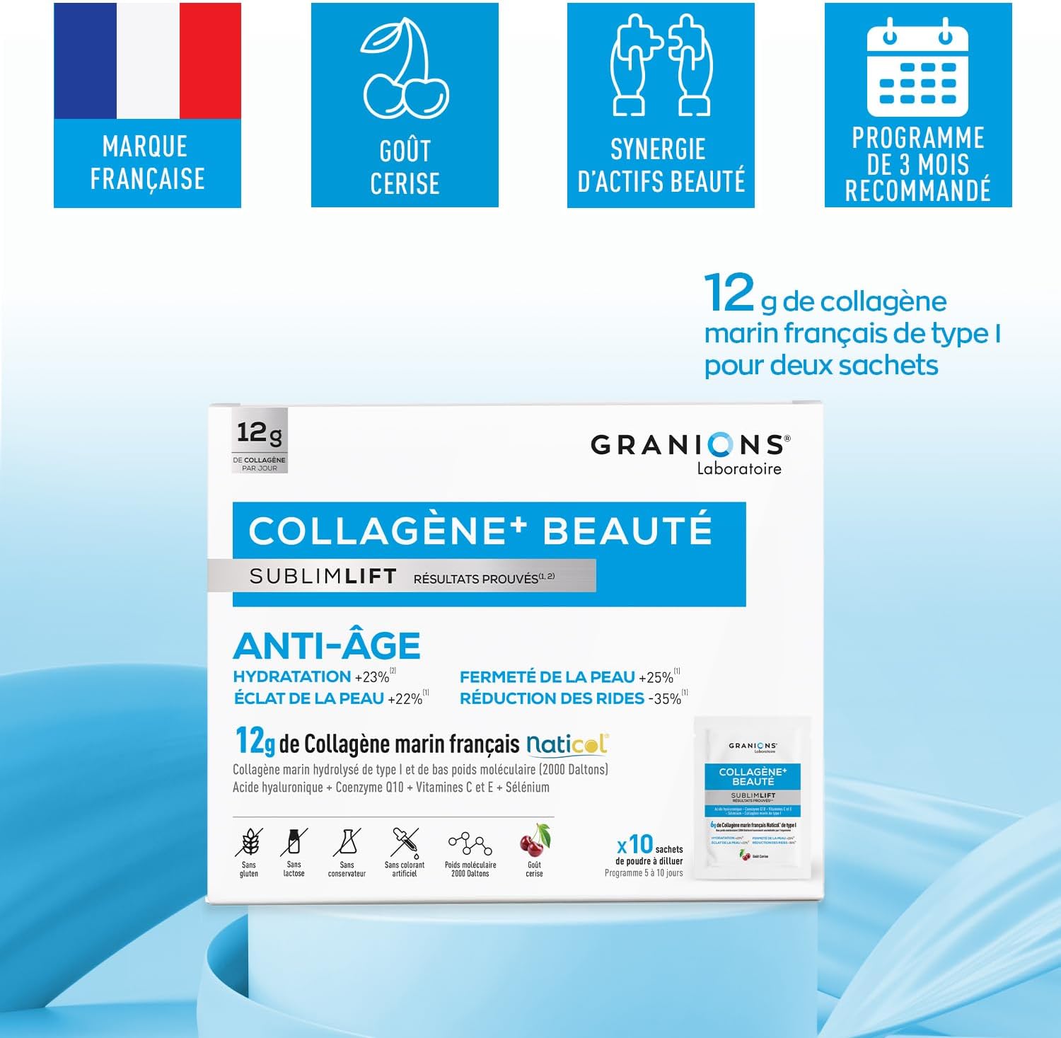 Granions Sublimlift Collagen+ Beauty - 10 Sachets (Pack of 2) - Image 4