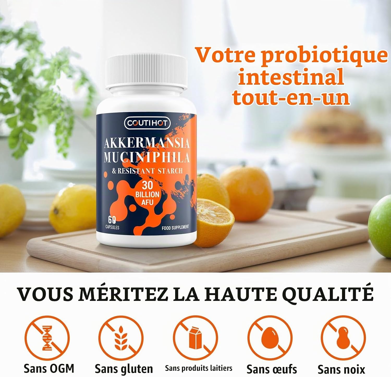 Akkermansia Muciniphila 30 Billion AFU - Enhanced with Resistant Starch | Formule sans OGM et sans gluten pour les femmes et les hommes - 60 capsules à libération retardée (60 Unité (Lot de 1)) - Image 7
