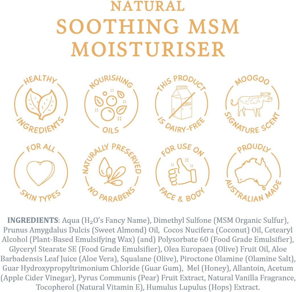 MooGoo MSM Soothing Moisturizer - Soothing Face & Body Moisturizer for sensitive, red or sunburn, irritated skin including eczema, psoriasis and rosacea 200g - Image 7