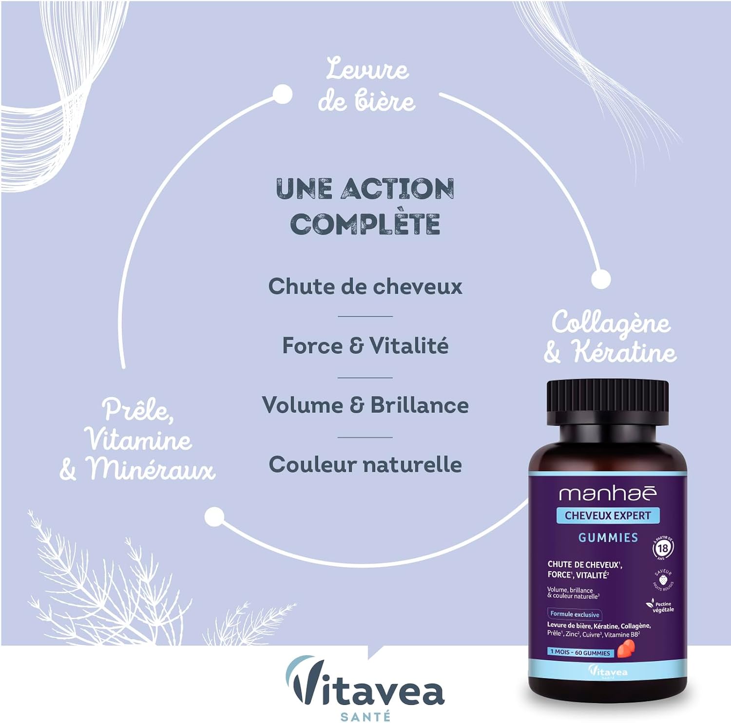 Vitavea Santé - Manhaé Hair Expert Gummies - Keratin, Zinc - 1 Month - Image 3
