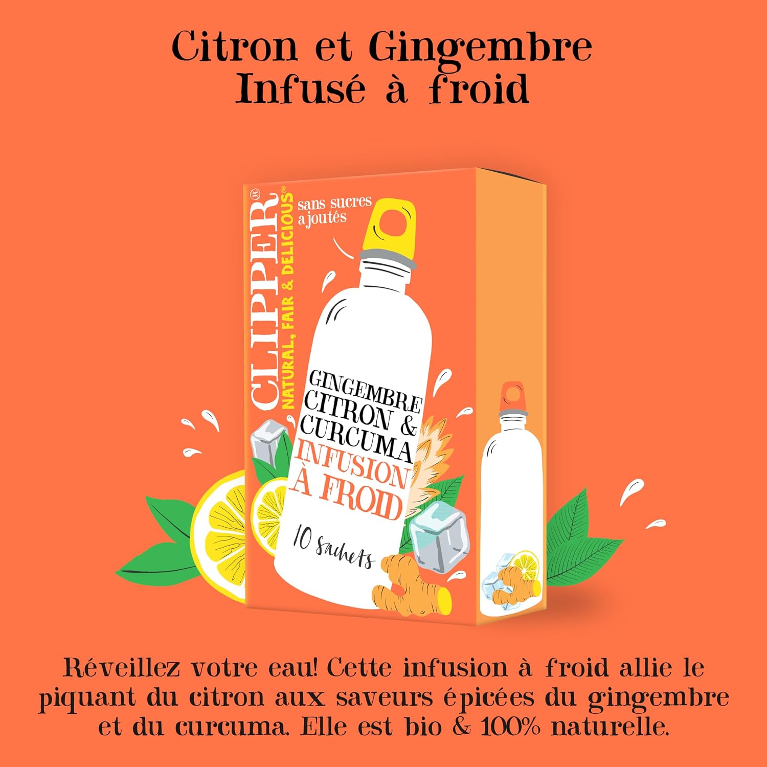 CLIPPER Cold Infusion - Lemon, Ginger, Turmeric - No Added Sugars - 10 Organic Infusion Sachets - 27g - Image 3