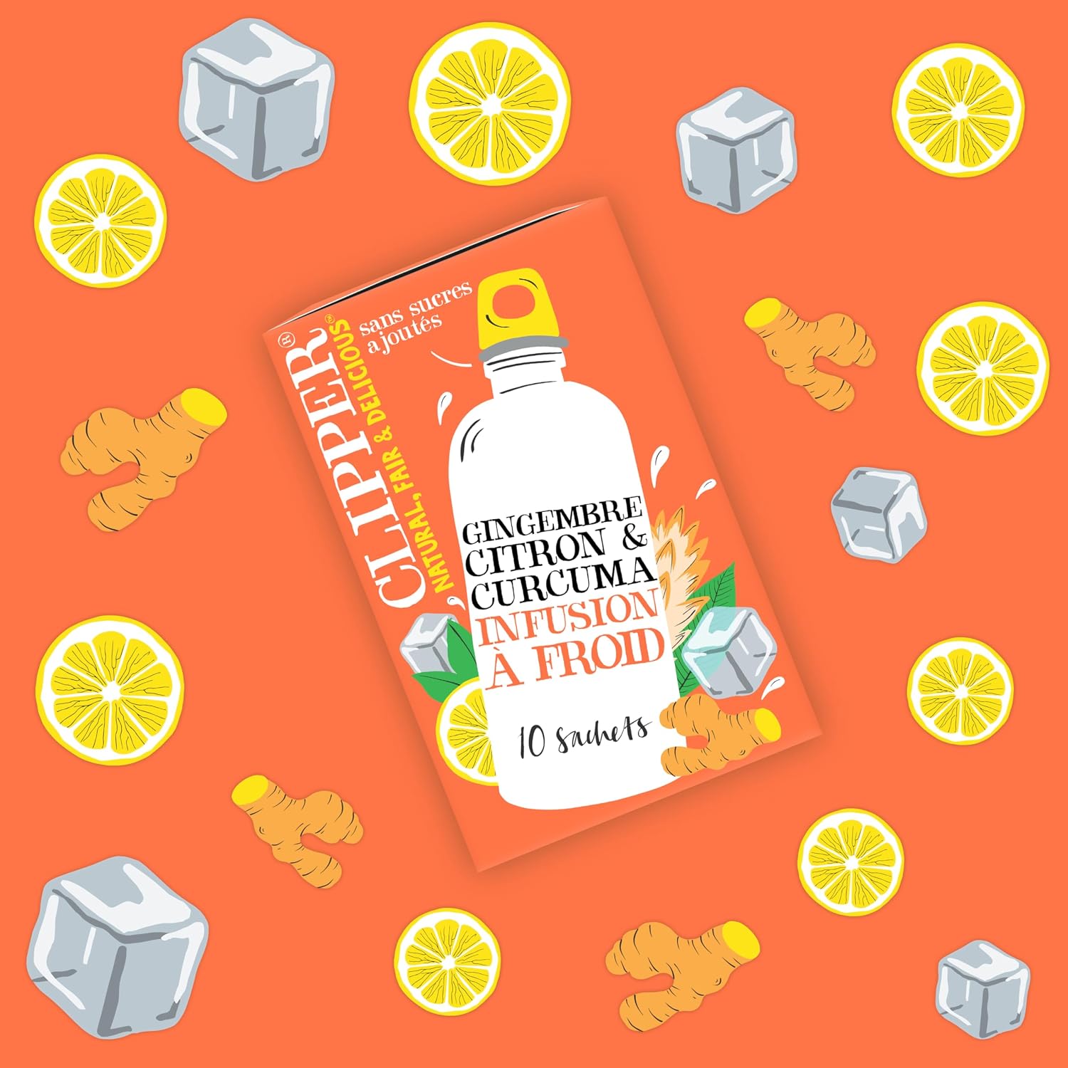 CLIPPER Cold Infusion - Lemon, Ginger, Turmeric - No Added Sugars - 10 Organic Infusion Sachets - 27g - Image 7