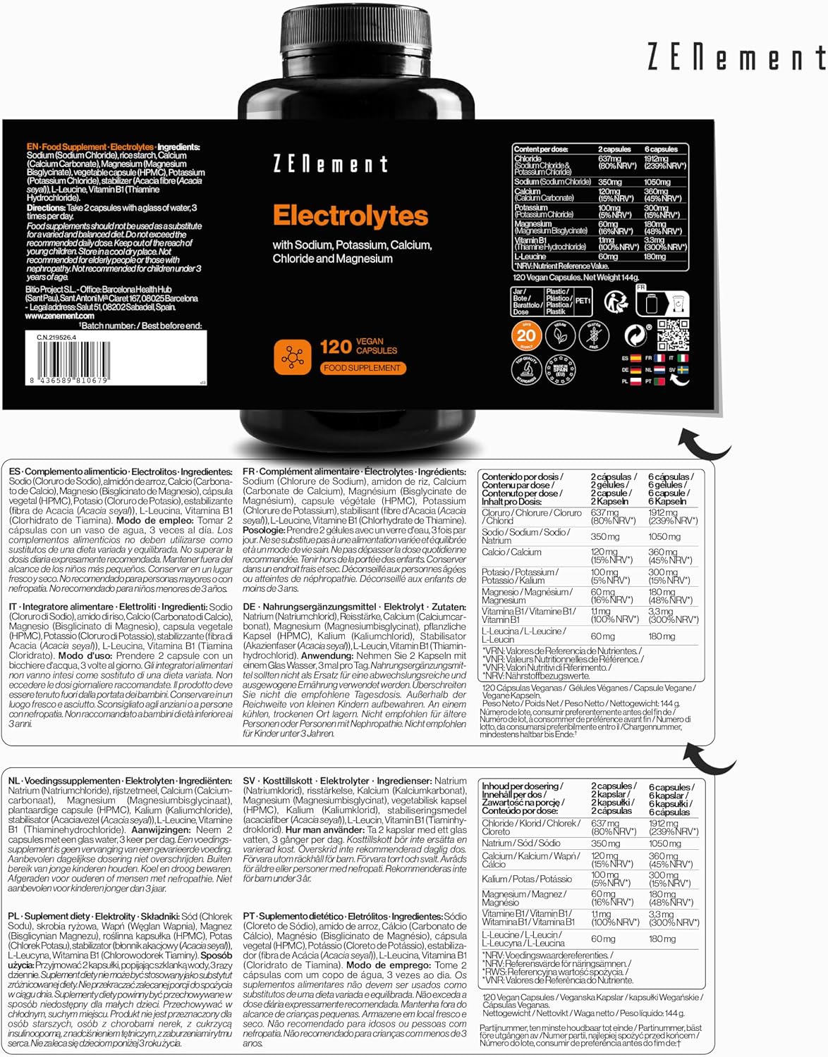 Electrolytes - Sodium, Potassium, Calcium, Chloride & Magnesium - 120 Gel. - Image 5
