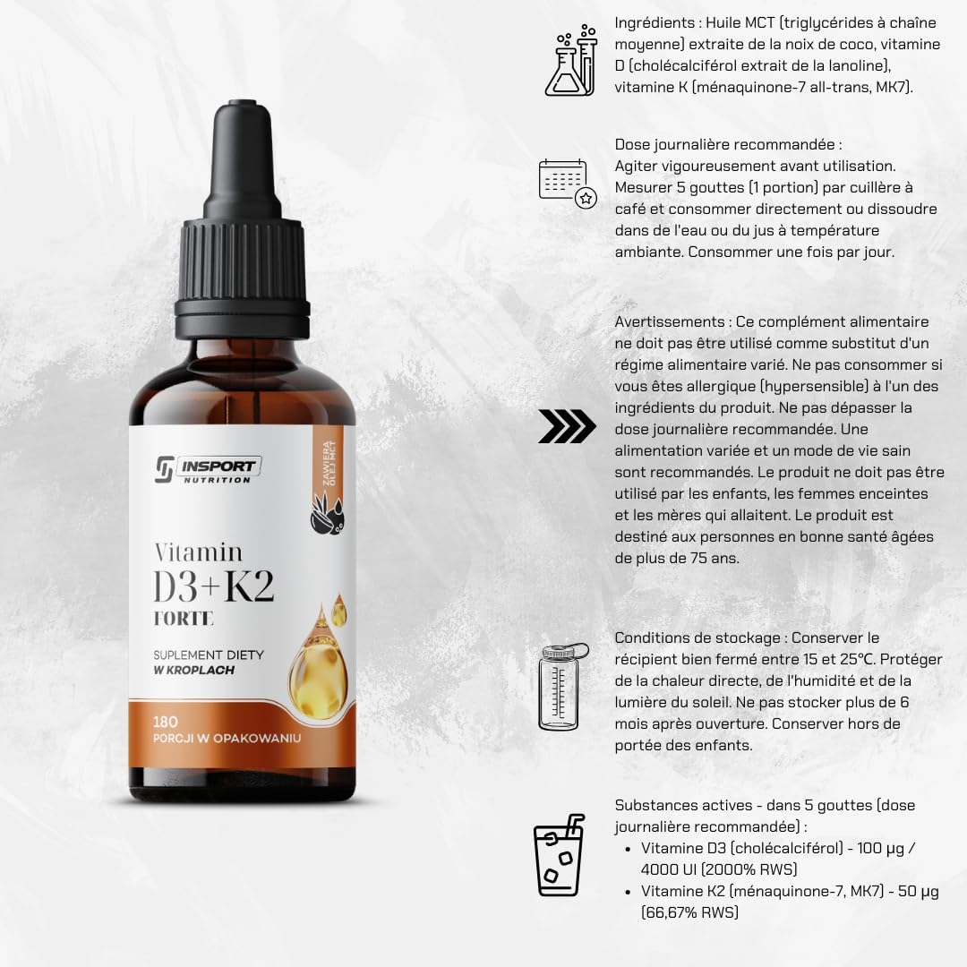 VITAMIN D3+K2 1 fl oz DROPS BONE TEETH MUSCLES IMMUNITY | INSPORT - Image 4