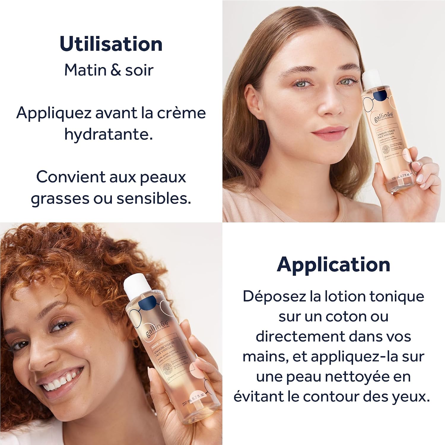 Gallinée - Lotion tonique visage au vinaigre de cidre et prébiotiques - Soins pour le visage pour peaux grasses et sensibles - Toner visage pour des pores affinés - Disponible en format voyage - Image 6