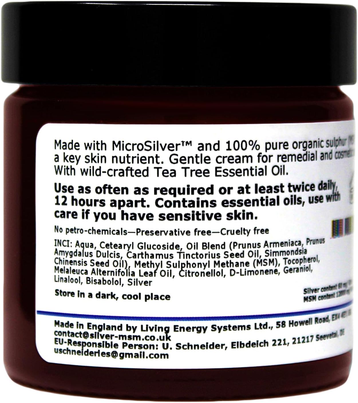 Silver-MSM Cream with Tea Tree Essential Oil - 60 ml - Image 6