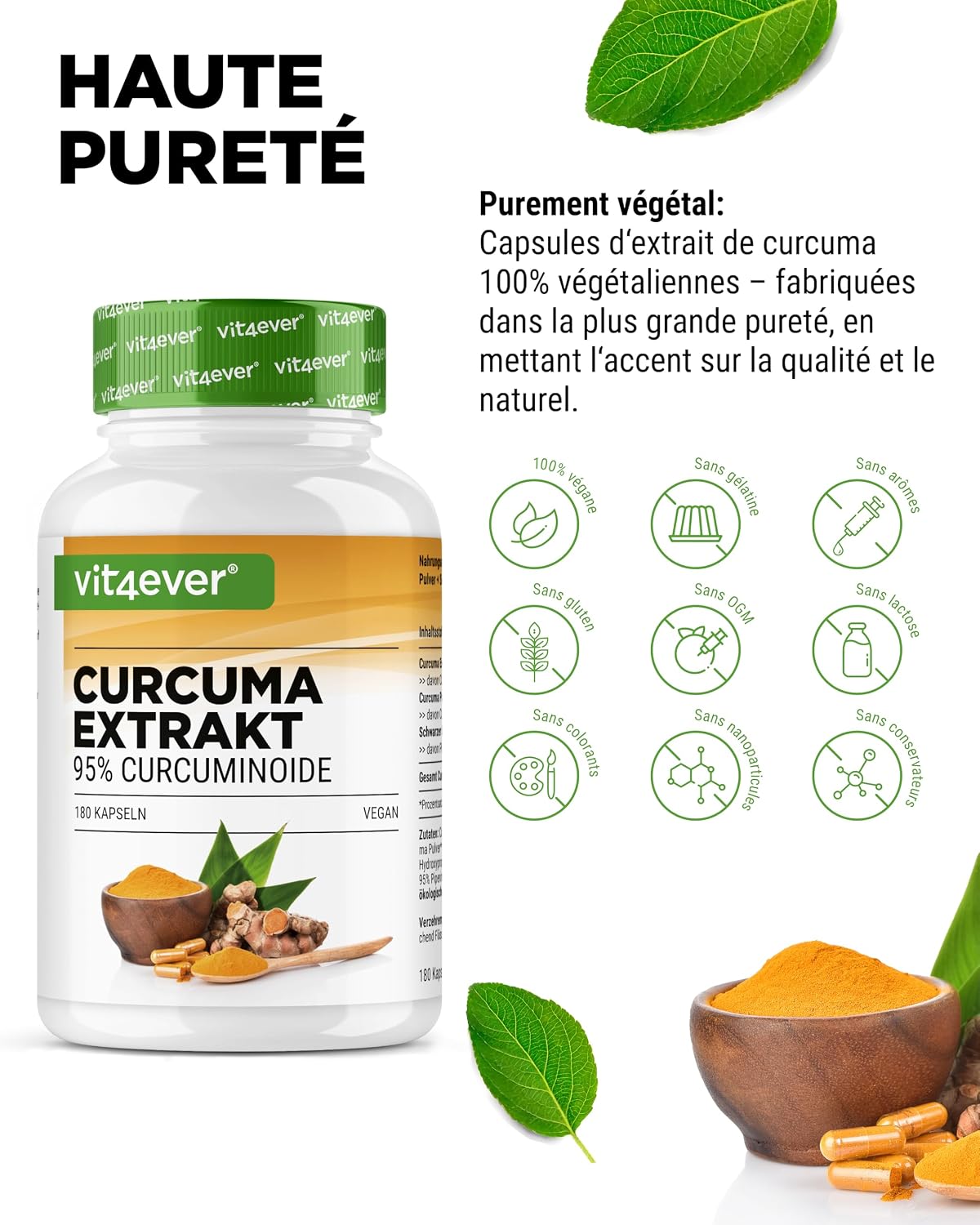 vit4ever High Dose Turmeric Extract - 180 Capsules - 95% Curcumin - Image 4