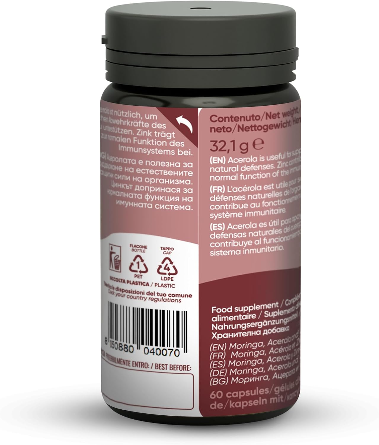 Bio Acerola and Moringa - Supplement with Vitamin C and Zinc to Strengthen the Immune System | The Only with Moringa | RedMoringa for Immunity | Made in Italy - 60 Vegetable Capsules - Image 3