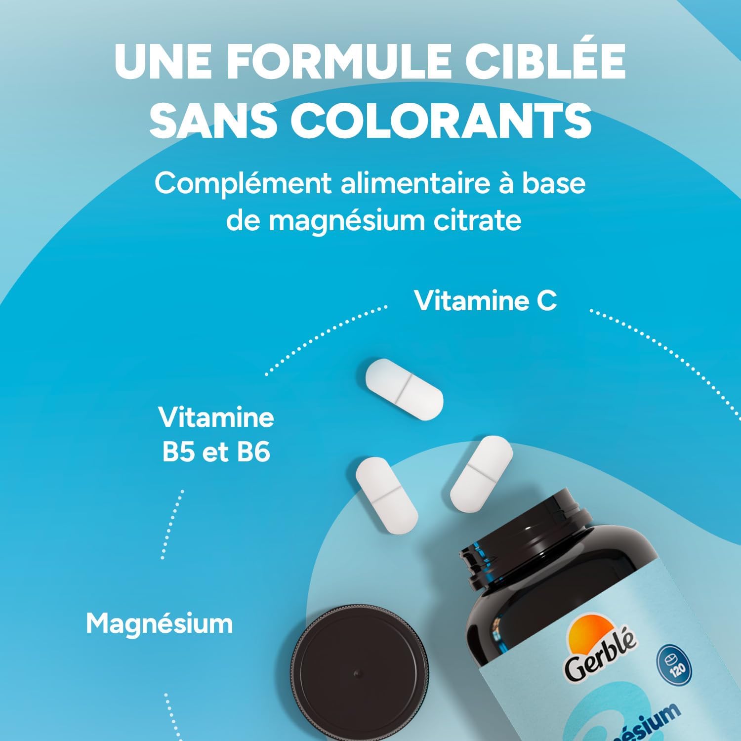 Gerble Magnesium Citrate 360 mg with Vitamin C, B5 & B6 - Energy & Muscle Health Dietary Supplement - Helps Reduce Fatigue - Vegan - No Dyes - 2 Month Program (120 Tablets) - Image 4