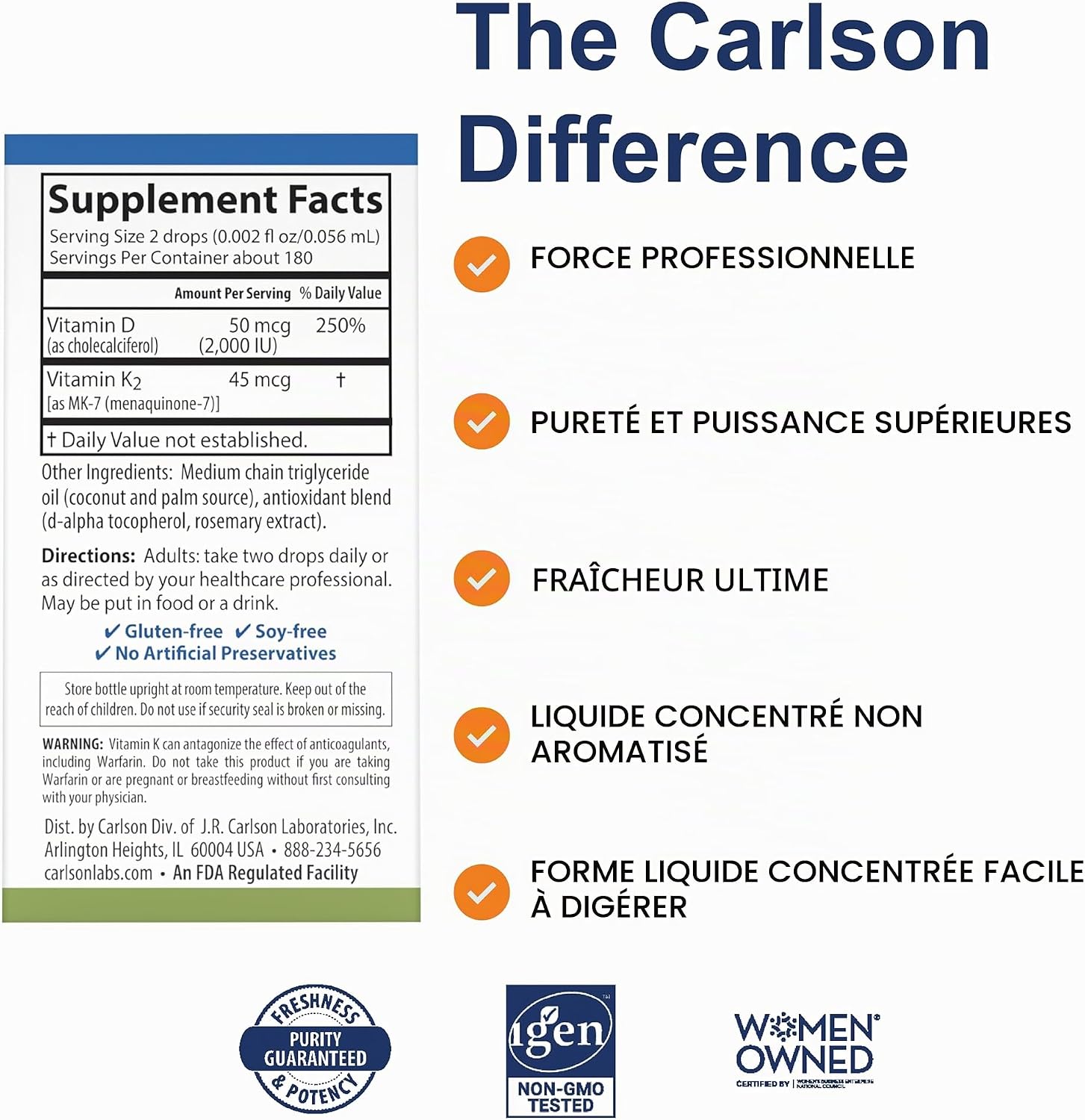 Carlson Labs Super Daily D3+K2, 2000 IU - 10ml - Image 3