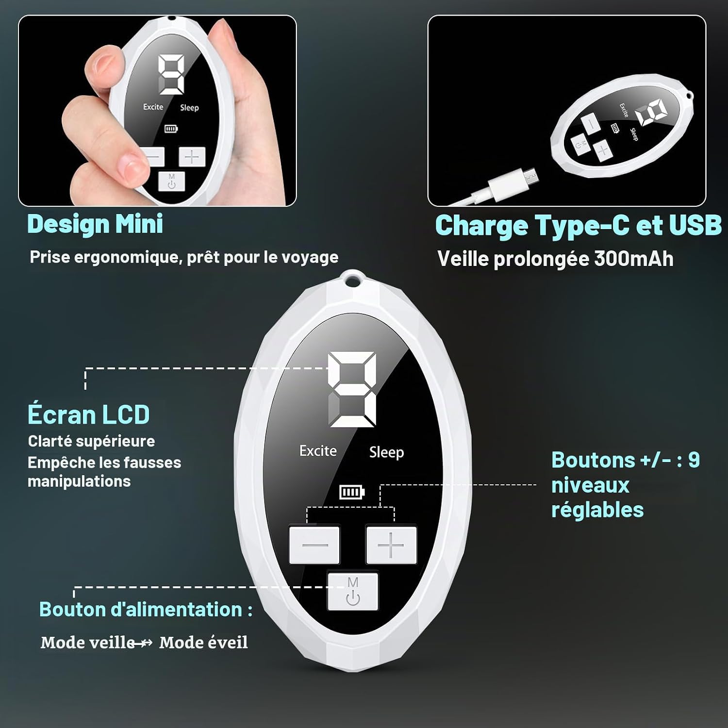 Portable Sleep Aid Device for Adults, Rechargeable Type C Sleep Aid,2 Modes and 9 Adjustable Speeds for Relaxation, Improve Stress Relief, Quick Sleep and - Image 3