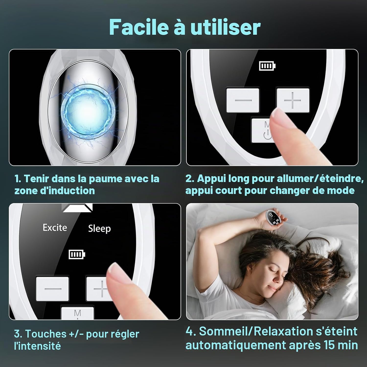 Portable Sleep Aid Device for Adults, Rechargeable Type C Sleep Aid,2 Modes and 9 Adjustable Speeds for Relaxation, Improve Stress Relief, Quick Sleep and - Image 6