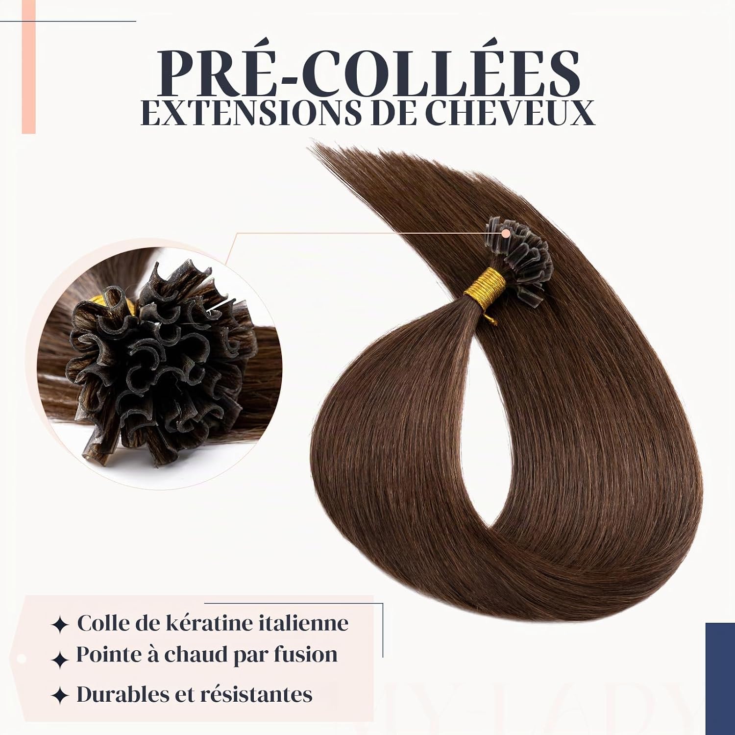MY-LADY Natural Keratin Hair Extension 25 Pieces/25 Strands Chocolate Brown 35 cm 20 g Hot Remy Human Hair Extension Smooth 14 Inches #04 - Image 5