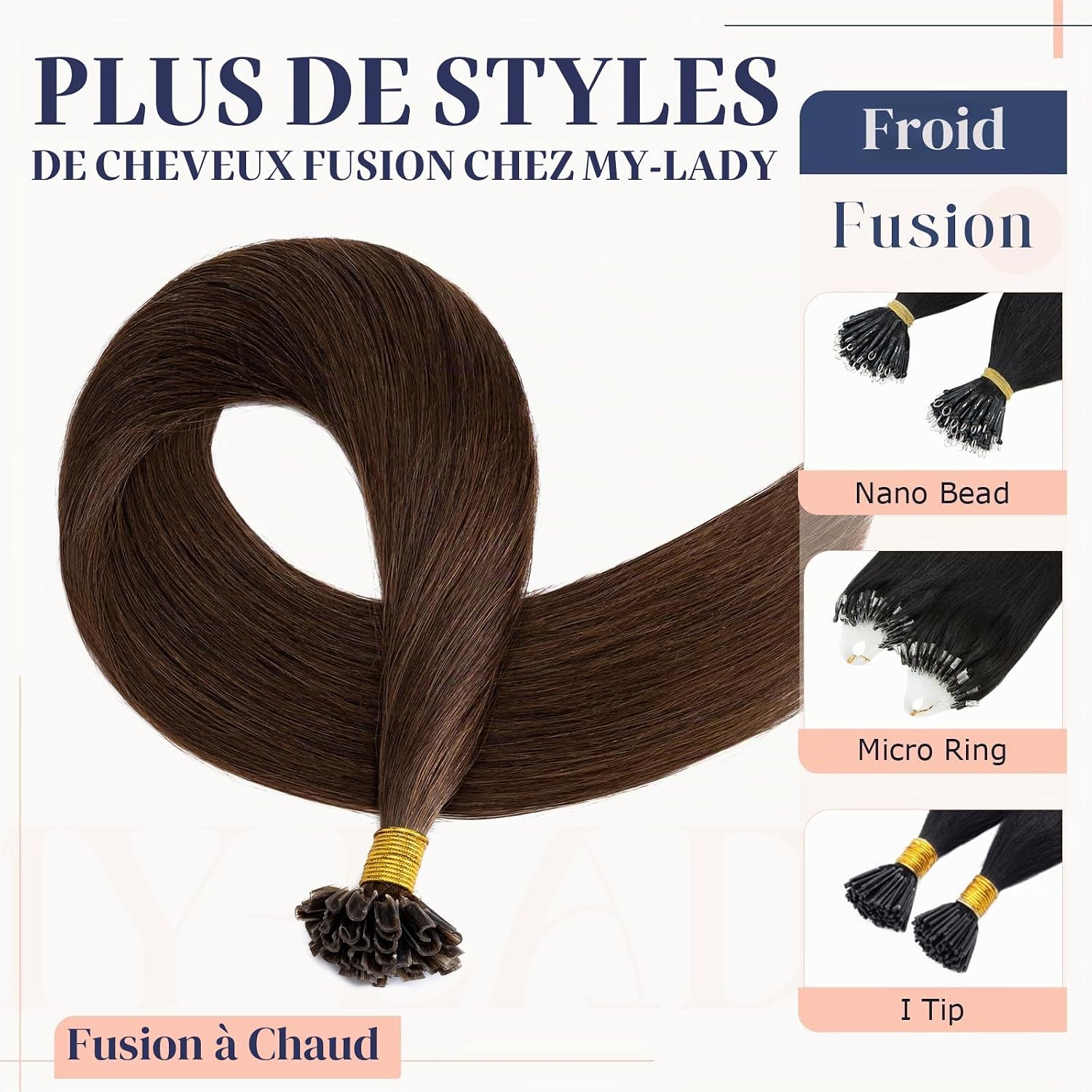 MY-LADY Natural Keratin Hair Extension 25 Pieces/25 Strands Chocolate Brown 35 cm 20 g Hot Remy Human Hair Extension Smooth 14 Inches #04 - Image 7