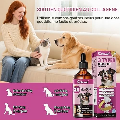 Premium Liquid Collagen for Dogs and Cats - Hydrolyzed Grazing Breeding - Natural Nutritional Support for Joints, Hips, Skin and Hair - Image 6