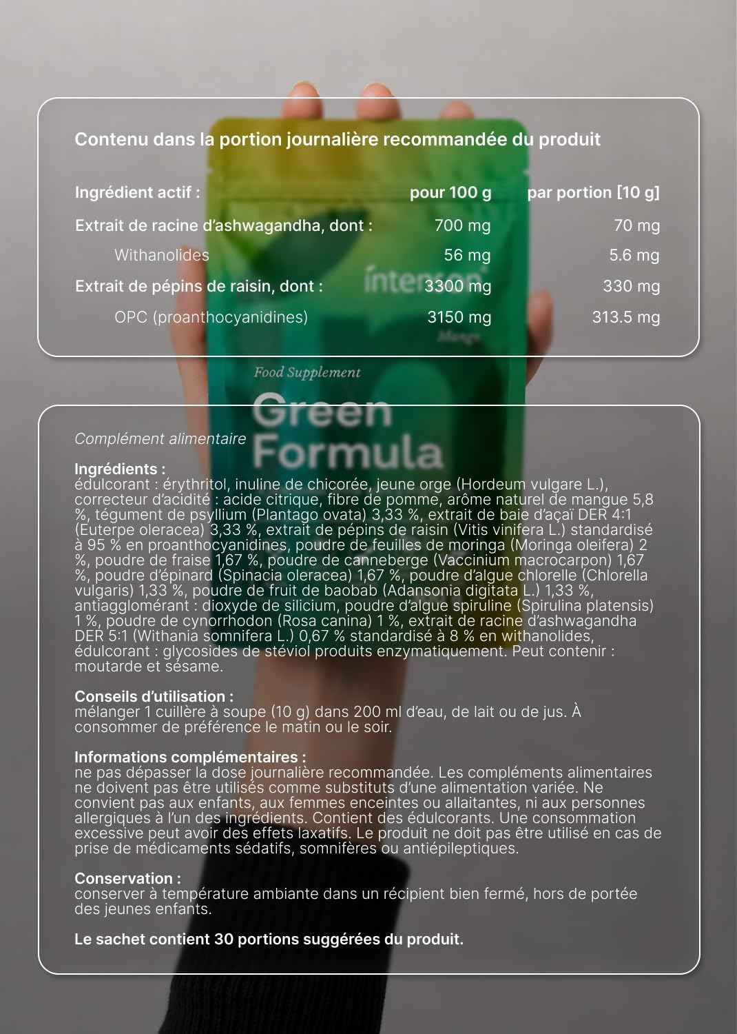 Intenson Green Formula, Mango, Super Greens Powder, 300g - Image 11