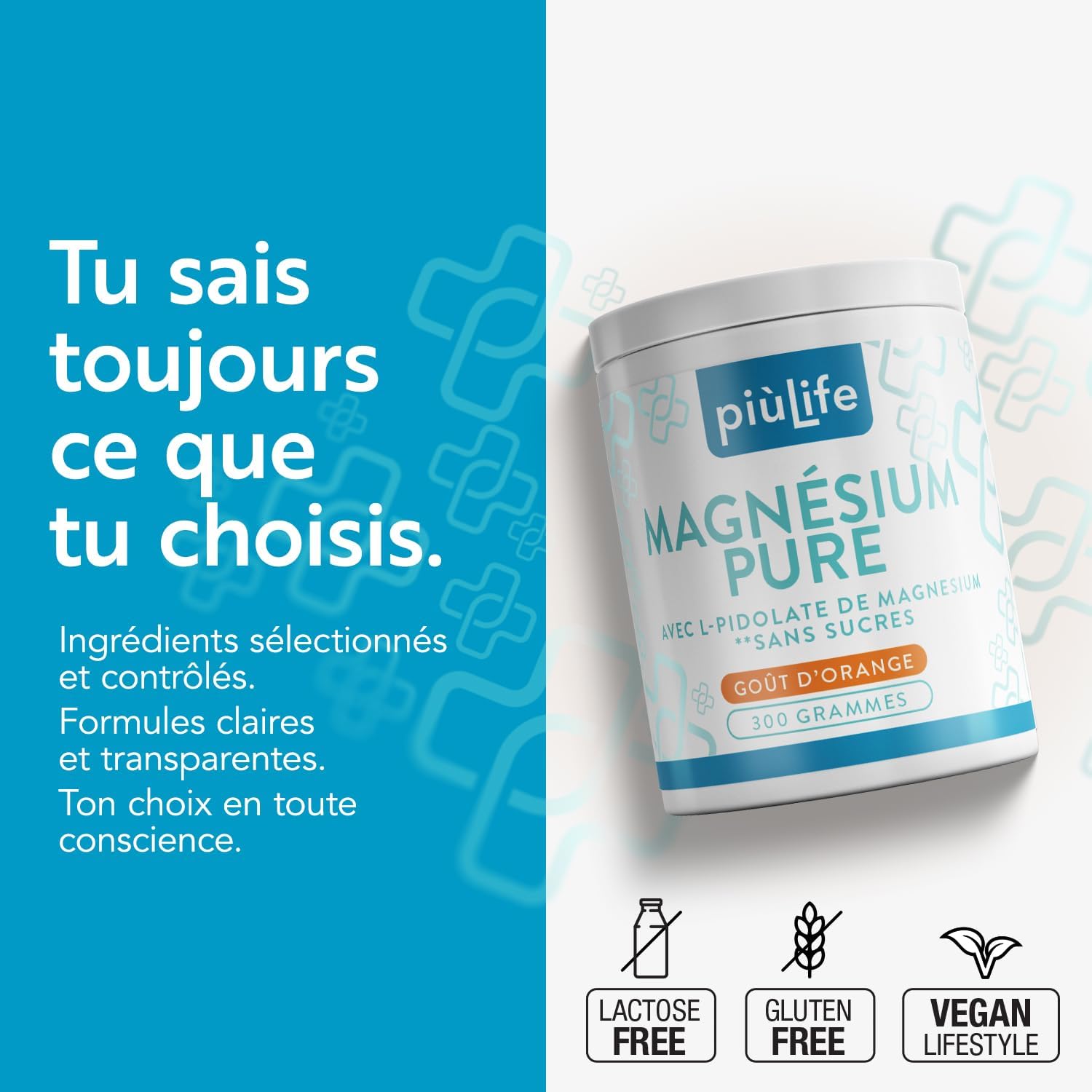 Magnesium Powder Complex 300g PiùLife, 215mg per Dose - Image 5
