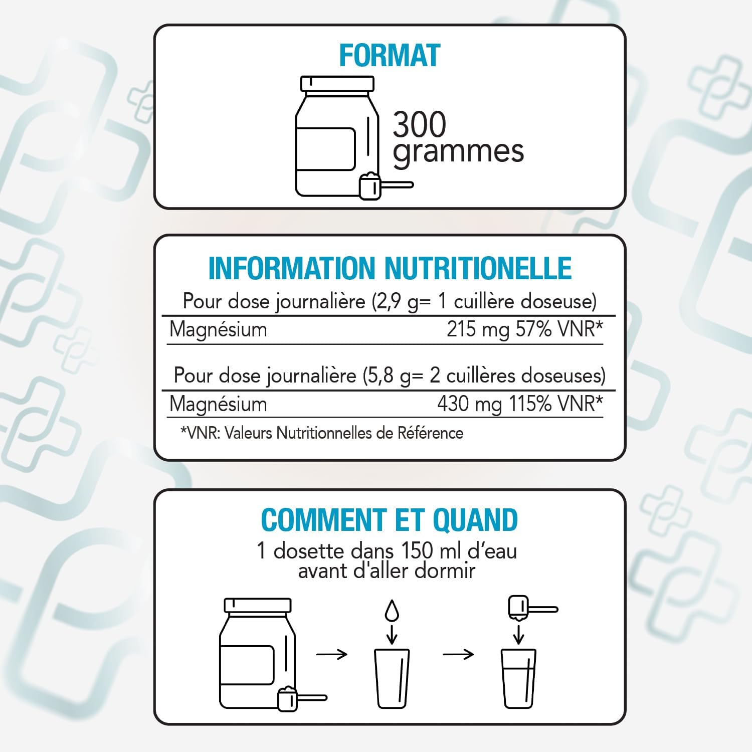 Magnesium Powder Complex 300g PiùLife, 215mg per Dose - Image 6