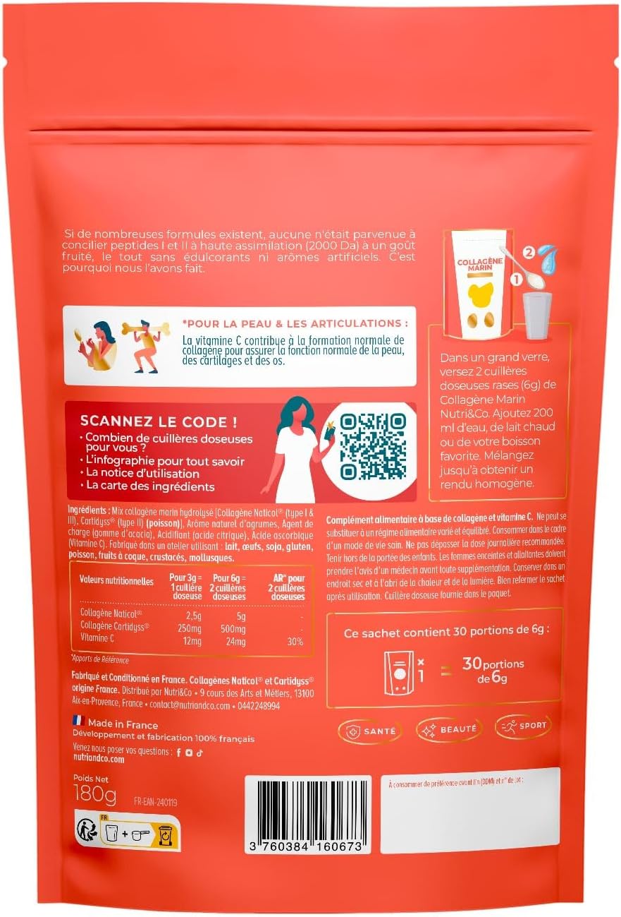 NUTRI&CO Marine Collagen Types 1, 2 and 3 & Vitamin C | Lemon Taste | 30jrs - Image 3