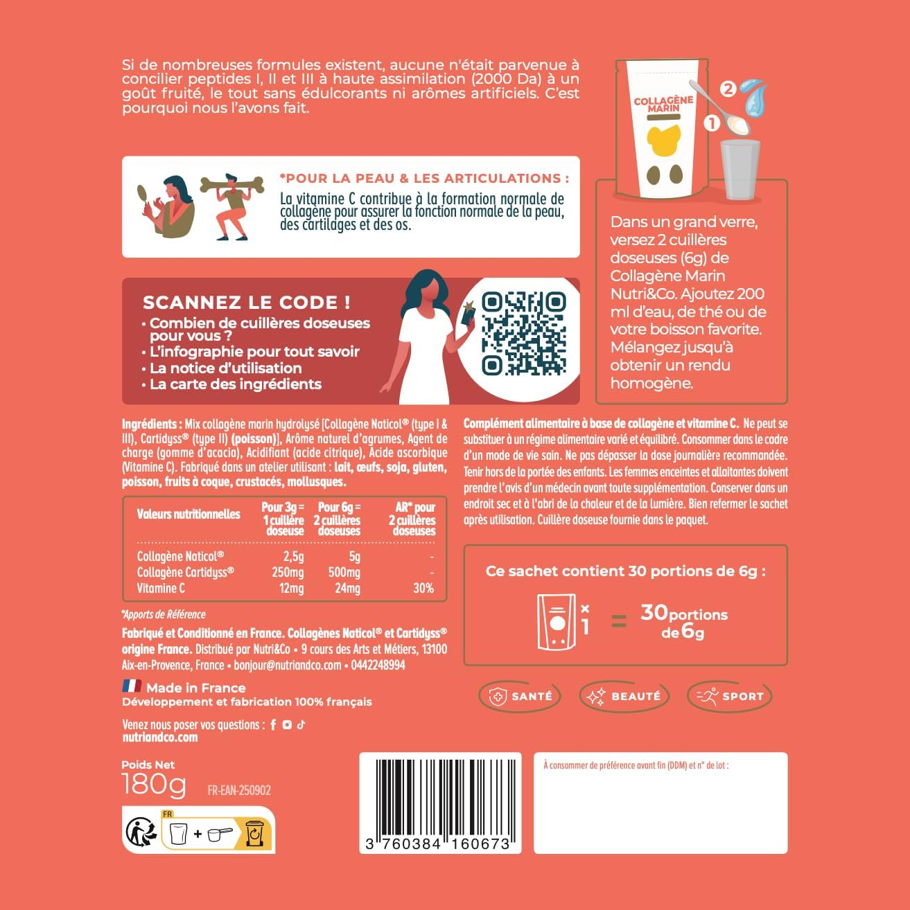 NUTRI&CO Marine Collagen Types 1, 2 and 3 & Vitamin C | Lemon Taste | 30jrs - Image 6