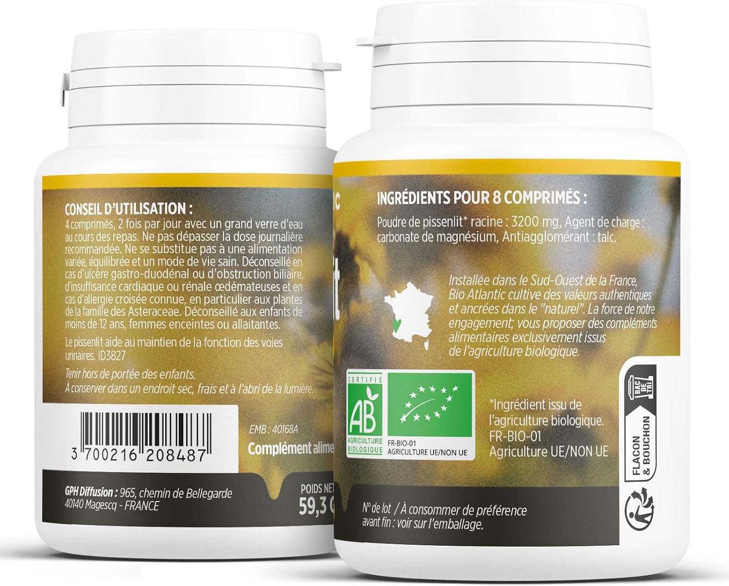 Dandelion Organic - Taraxacum officinale - URINARY SYSTEM - 400 mg - 120 tablets - Image 3