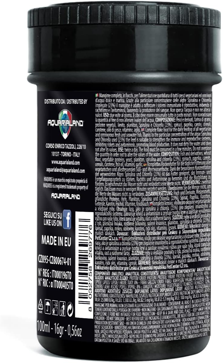 Haquoss Spirulina & Chlorella Flakes Chip Food for Herbivorous Fish 100 ml/16 g - Image 3