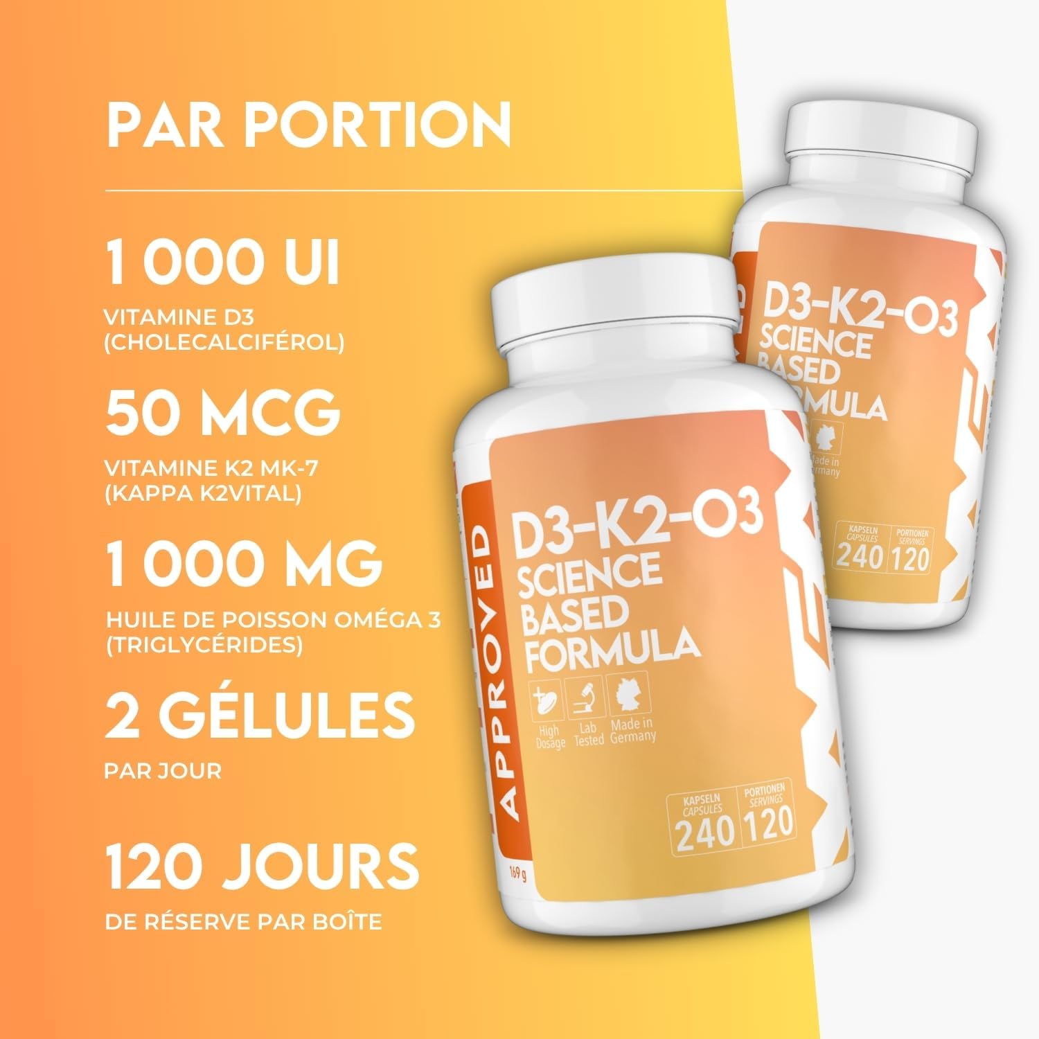 WFN Approved D3-K2-O3 Vitamin D3 + K2 + Omega 3-240 Capsules Made and Tested in Germany - Image 4